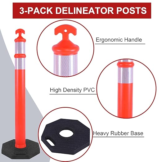OrangeStar 3 Packs 45" Traffic Delineator Post - Image 2
