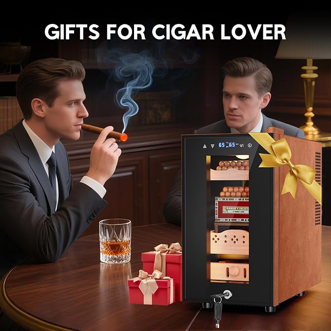 Tylza Leather Trim Cigar Humidor, 25L Cigar Humidor Cabinet - Image 9