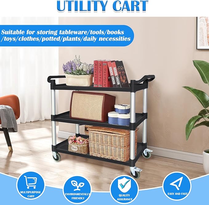 AQNIEGEP Utility Carts with Wheels, Heavy-Duty 510lbs Rolling Cart w/Lockable - Image 6