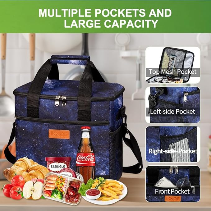 iknoe Large Cooler Bag Collapsible 24 Can Insulated Bags Leakproof Lunch Cooler - Image 2