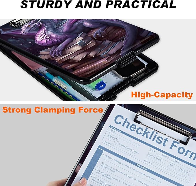 Clipboard with Storage, Hard Letter A4 Size Clip Board with Pen Holder & Paper - Image 3