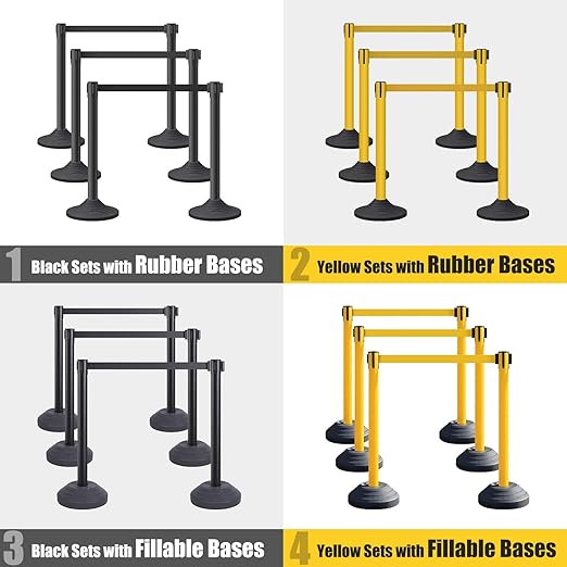 6 Pack Premium Crowd Control Stanchion Set, Heavy-Duty Base, Safety Rope - Image 9