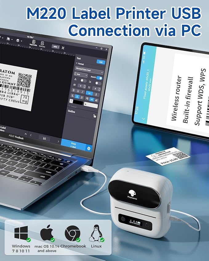 Phomemo M220 Label Maker, New Flagship 3.14 Inch Bluetooth Portable Thermal - Image 4