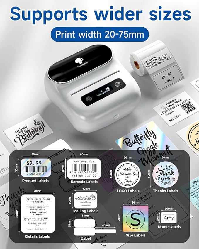 Phomemo M220 Label Maker, New Flagship 3.14 Inch Bluetooth Portable Thermal - Image 2