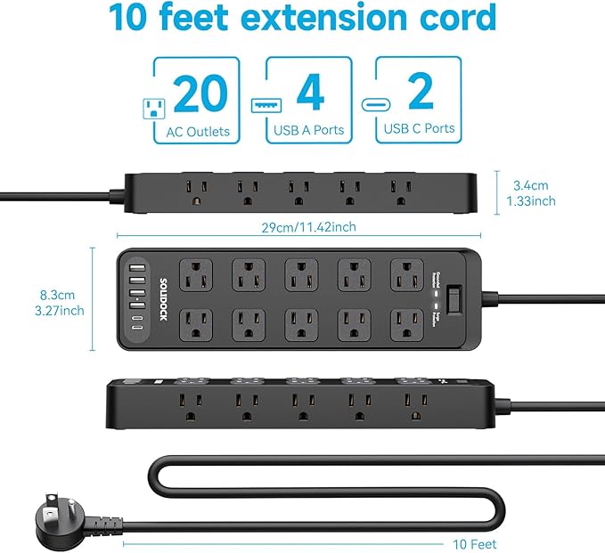 Power Strip Surge Protector Flat Plug - Image 7
