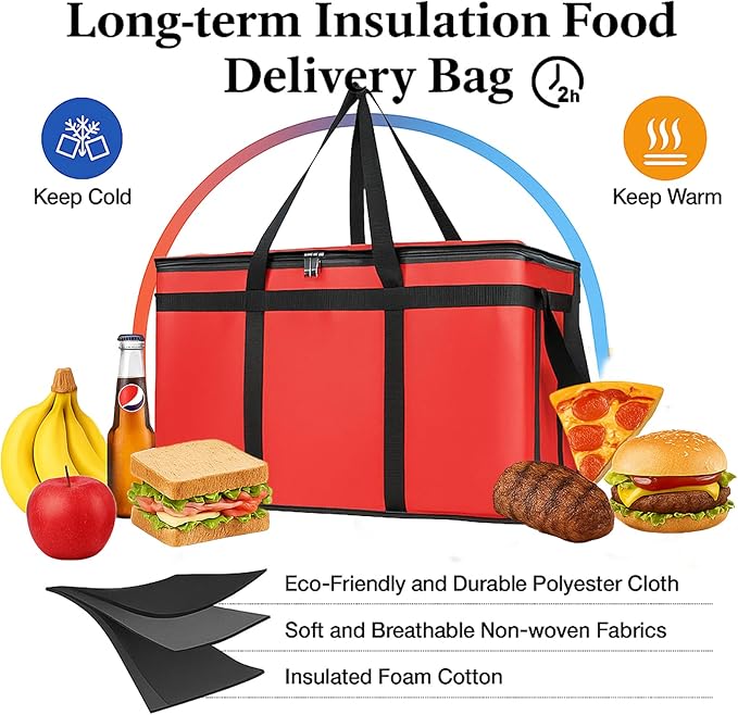 Bodaon Large 2-Pack Insulated Food Delivery Bag - Image 2
