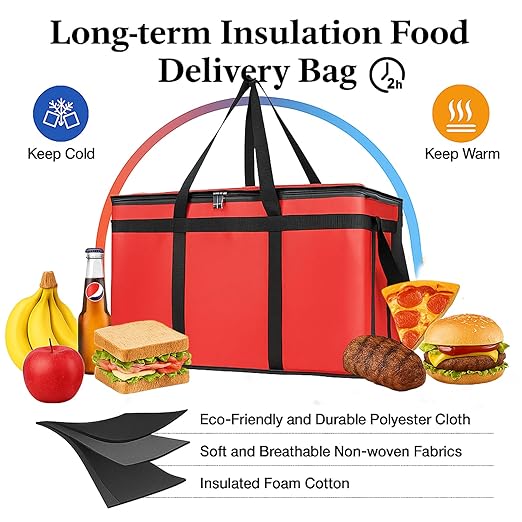 Bodaon 10-Pack Insulated Food Delivery Bag, XXXL Catering/Pizza Cooler Bags - Image 2