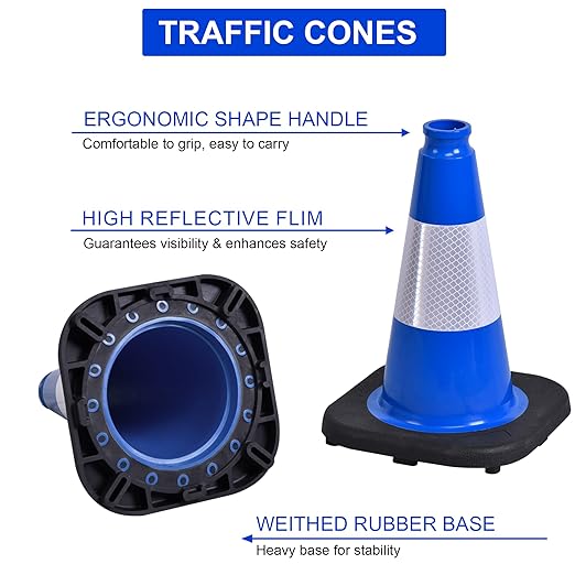 OrangeStar 12" Traffic Cones 4-Pack Blue Safety Cones - Image 2
