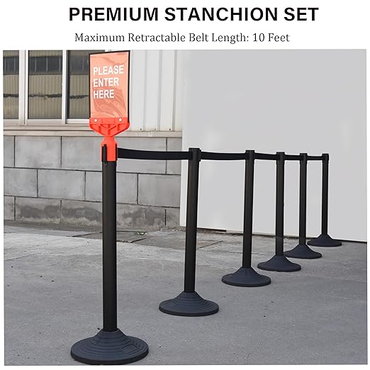 OangeStar 6 Packs Crowd Control Stanchion, Crowd Control Barrier Set w/10ft - Image 3