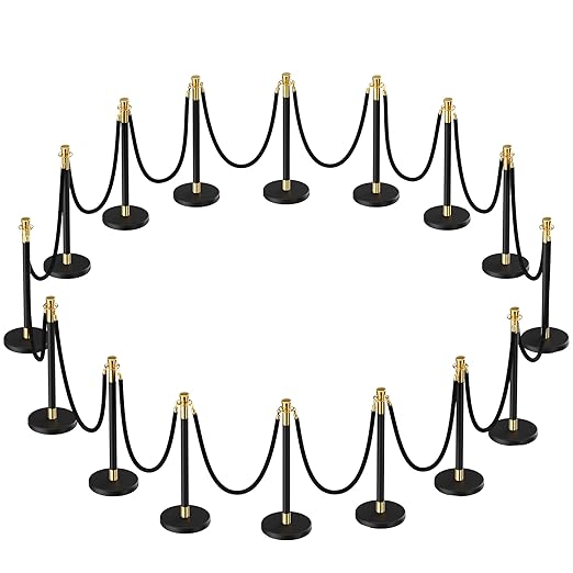 16pcs Sturdy Stanchion Posts, Water/Sand/Concrete Fillable Leakproof Base by CAMMOO