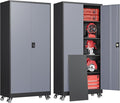 Metal Garage Cabinets with Wheels, Heavy Duty Rolling Storage Cabinet with Lock by AFAIF