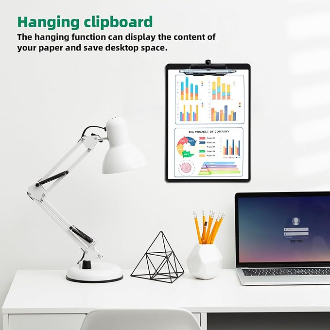 Clipboard with Pen Holder, Plastic Clipboard with Low Profile Metal Clip - Image 6