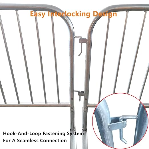 2 Pack 8.5 Ft Steel Crowd Control Heavy Duty Interlocking Steel Safety Barriers - Image 4