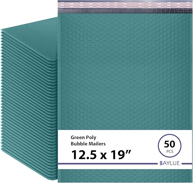 Green 12.5x19.5 Inch Large Poly Bubble Mailers #6 | Padded Envelopes by BAYLUE