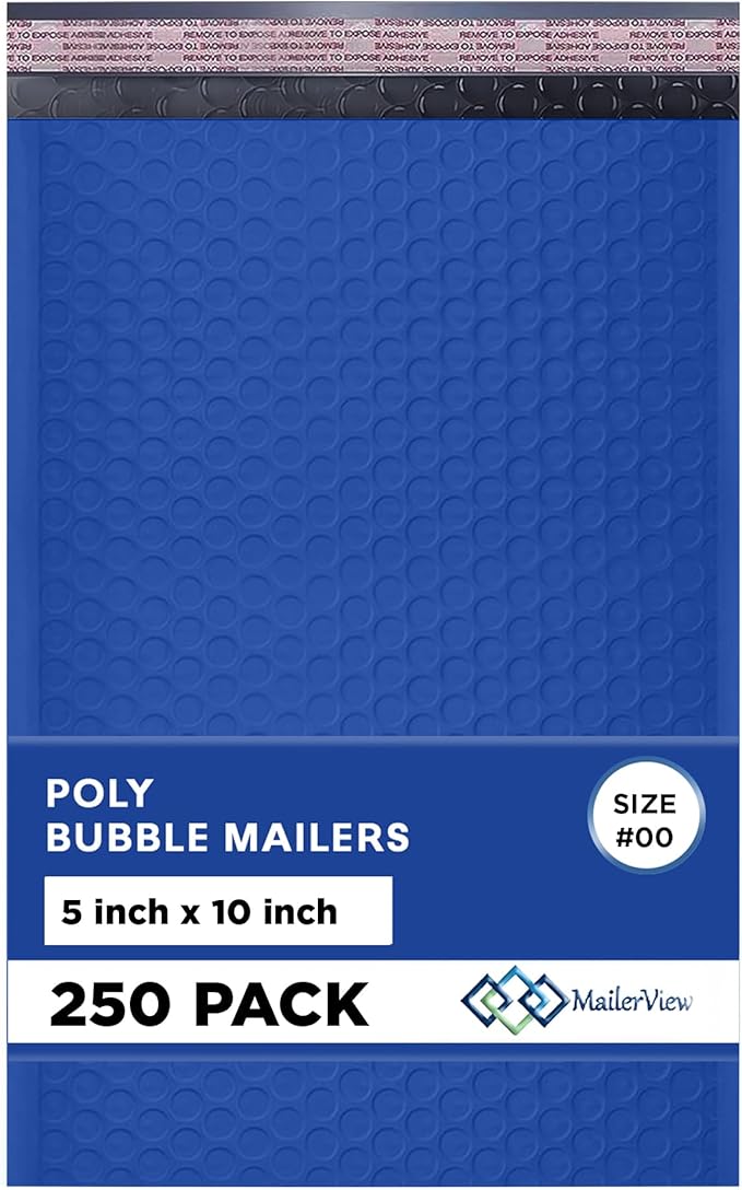 Royal Blue Small Poly Bubble Mailers 6x10 inch #0 | Self Seal Padded Envelopes by MAILERVIEW