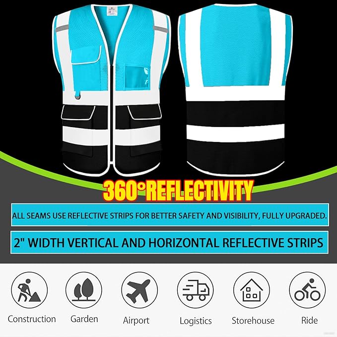 BeautyWill Custom Safety Vest Customized Logo Class 2 High Visibility - Image 4