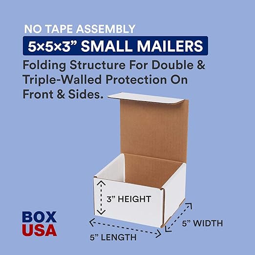 BOX USA Shipping Boxes Small 5"L x 5"W x 3"H, Moving and Storage 553 - Image 2