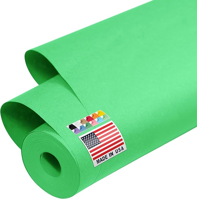USA Made 48" x 1200" Christmas Green Kraft Paper Roll, 45 lbs Thickness by Paclord