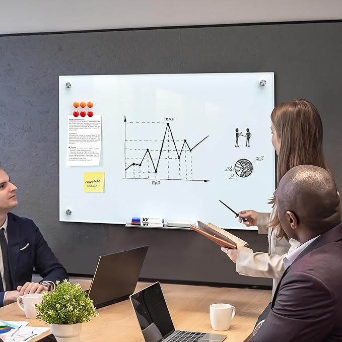 MaxGear Glass Whiteboard 36x24 Inches Wall Mounted, Magnetic White Board - Image 4
