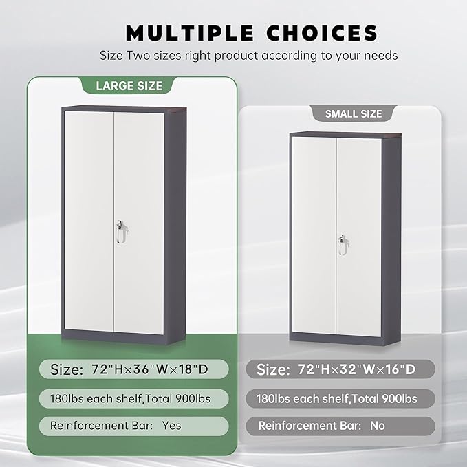 Greenvelly Metal Garage Storage Cabinet, Tall Locking Storage Cabinet - Image 7