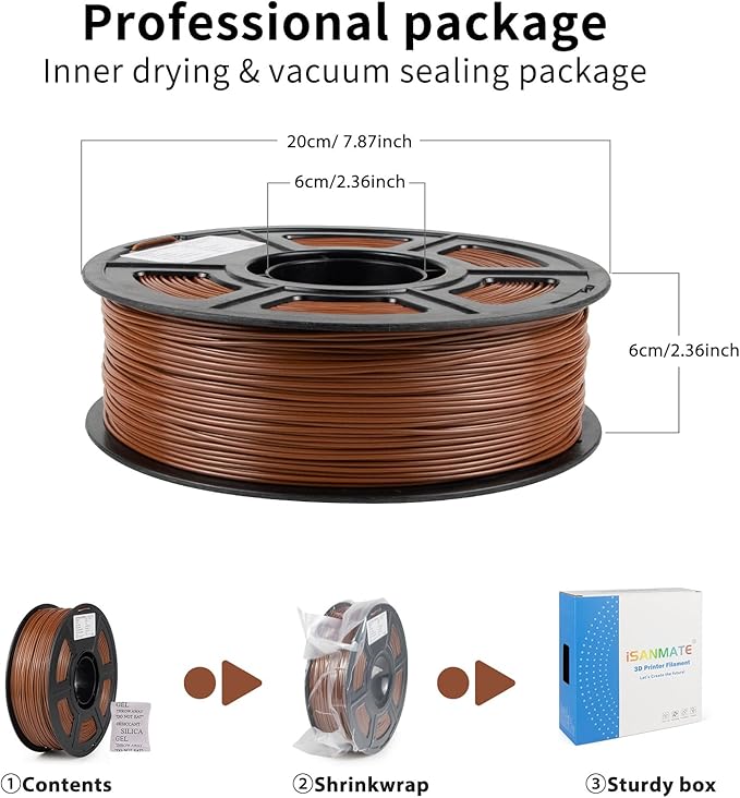 iSANMATE ASA Filament 1.75mm Brown 1KG, UV & Weather Resistant 3D Printer - Image 6
