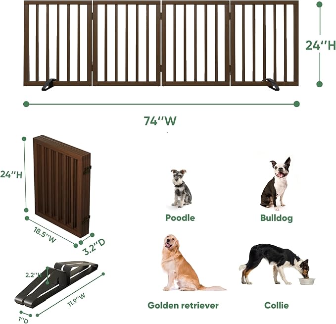 Dog Gates for Doorways, Freestanding Dog Gate Indoor, Foldable Pet Gates for - Image 2