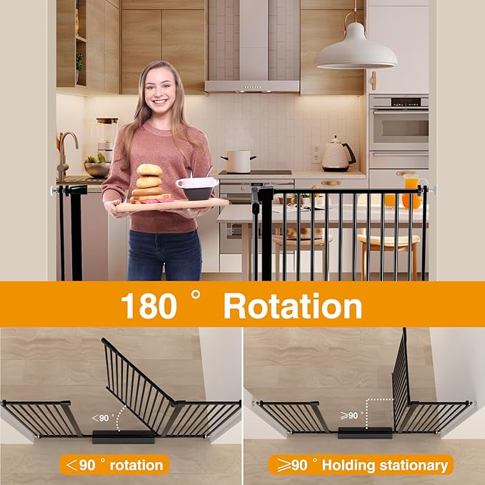 Extra Wide Baby Gate 30.11-77.36", Ultra Narrow 1.37" Spacing Dog Gate indoor - Image 3