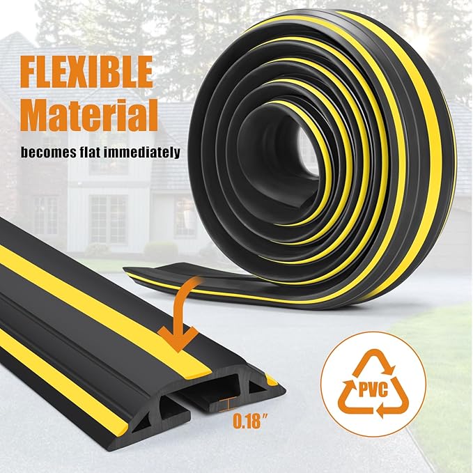 10 ft Cord Covers for Wires on Floor, Heavy Duty PVC Duct Floor Cord Cover - Image 4
