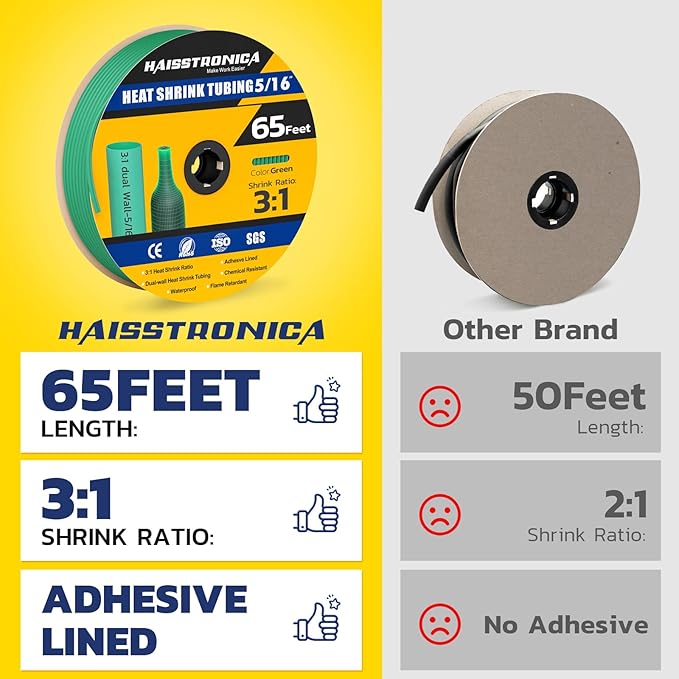haisstronica 3:1 Heat Shrink Tubing, Shrink Ratio Adhesive Lined Marine Grade - Image 2