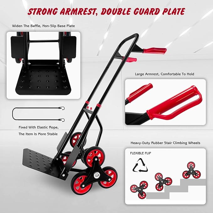Stair Climber Hand Truck Dolly, Heavy Duty 440 Lb Capacity Trolley Cart - Image 5