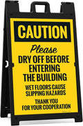 Caution Please Dry Off Wet Floor Sidewalk Sign Kit, 24x36 Inches, by SigoSigns
