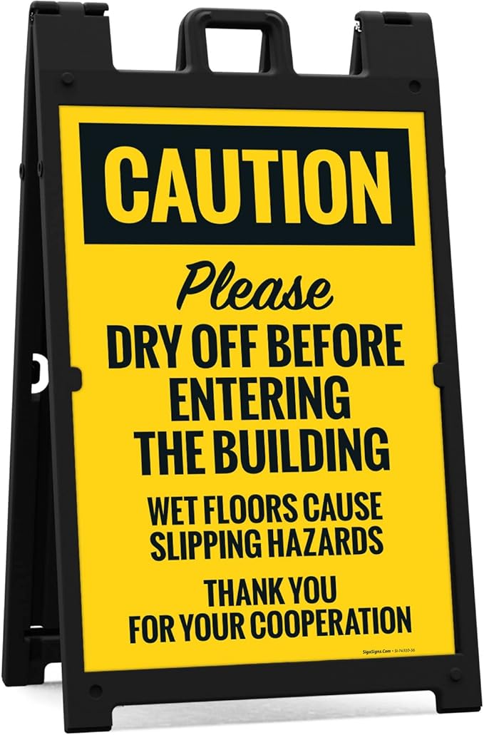 Caution Please Dry Off Wet Floor Sidewalk Sign Kit, 24x36 Inches, by SigoSigns