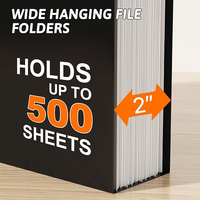 Extra Capacity Plastic Hanging File Folder Letter Size, 12 Pack Reinforced Hang - Image 4