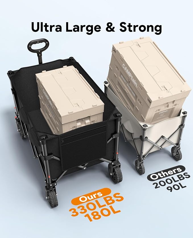 Wagons Carts Foldable, Collapsible Foldable Wagon 330lbs Capacity, Large - Image 4