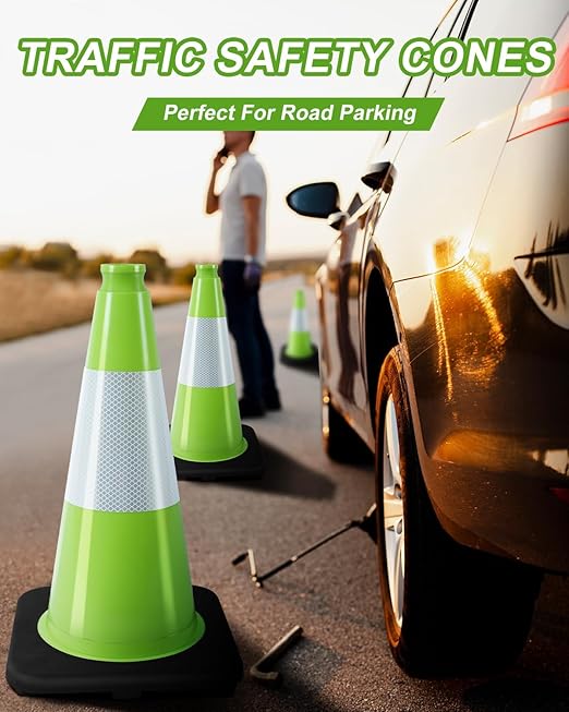 BESEA 18 Inch Fluorescent Green Traffic Cones - Image 3