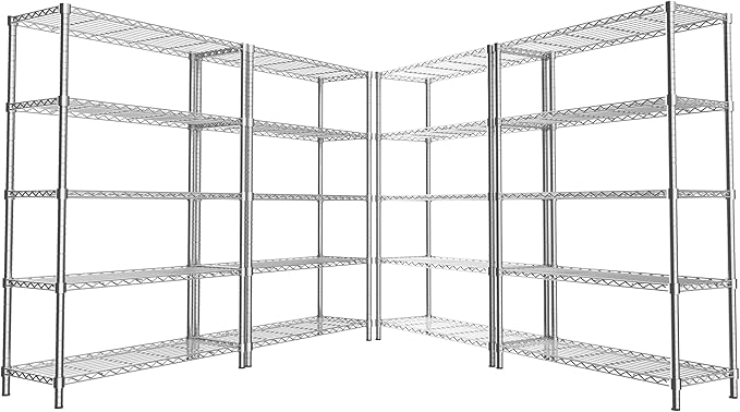 Storage Shelves Heavy Duty, 5-Tier Adjustable Metal Industrial Utility Shelf by ROOMTEC