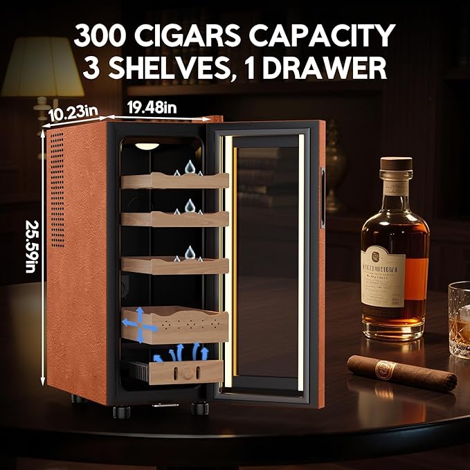 Tylza Leather Trim Cigar Humidor, 35L Cigar Humidor Cabinet - Image 6