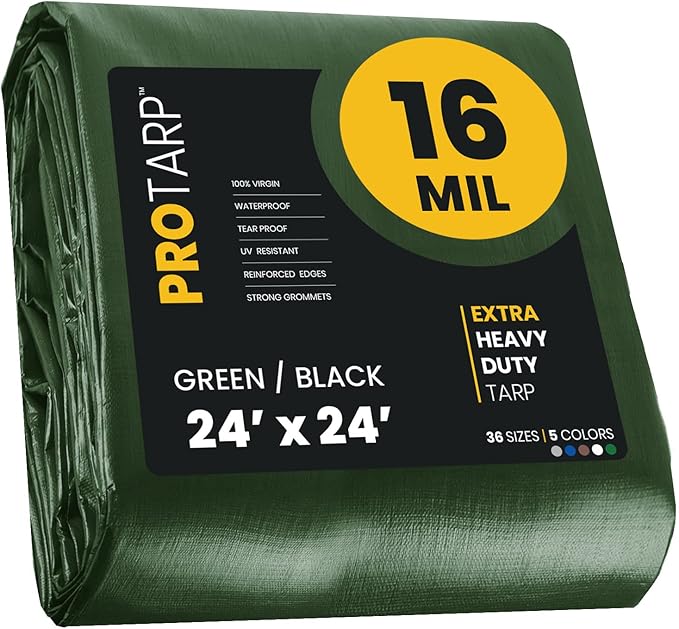 PROTARP Extra Heavy Duty 16 Mil Tarp Cover, Waterproof, UV Resistant, Rip and by Protarp
