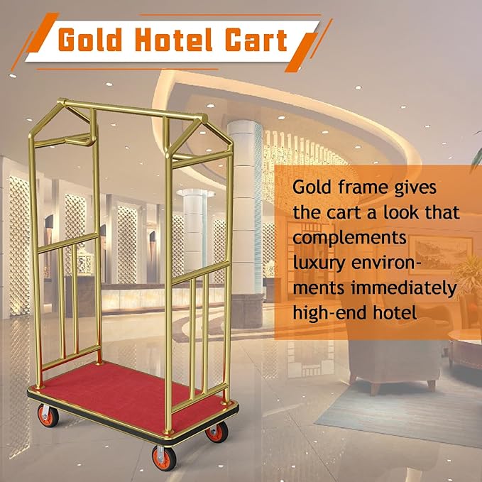 Gold Hotel Luggage Cart - Image 2
