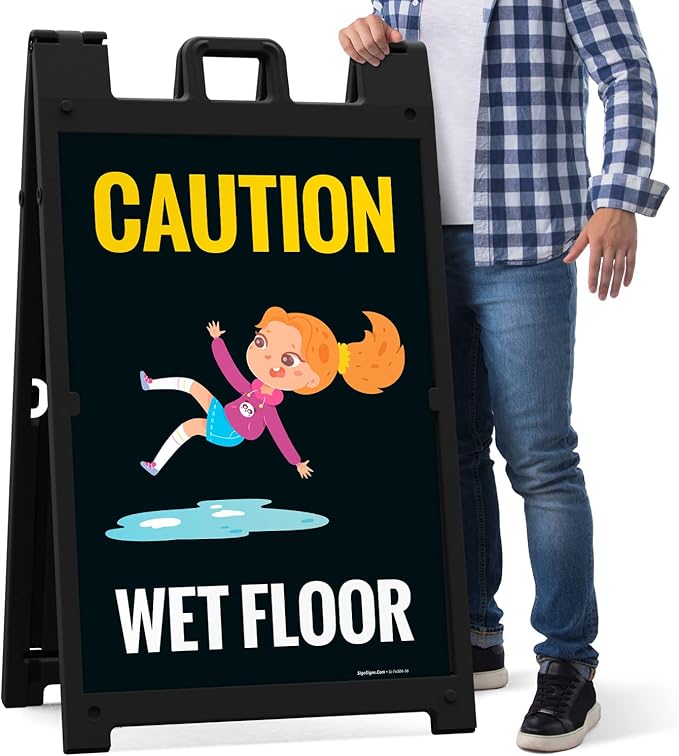 Caution Wet Floor with Graphic Sidewalk Sign Kit, 24x36 Inches, with A Frame - Image 7