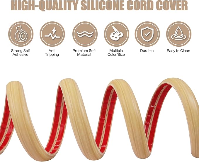 Floor Cord Cover Self Adhesive Cord Hider, 20FT Cable Management, Extension - Image 3