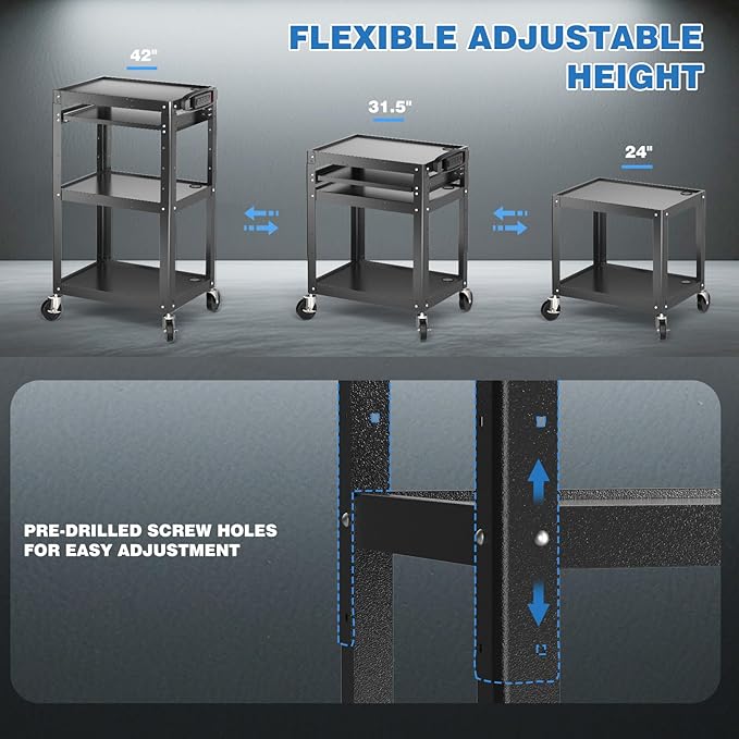 Steel AV Cart on Wheels - Image 4