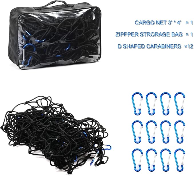 Amiss 3' x4' Stretches to 6' x 8' Truck Cargo Net, Roof Rack Cargo Net - Image 5