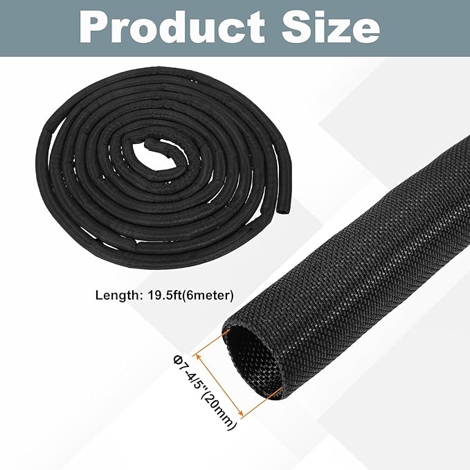 MECCANIXITY 4/5 Inch ID Split Loom Tubing 19.5ft Polyester Cord Protector Wire - Image 2