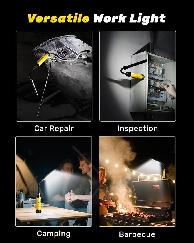 Magnetic LED Work Light Rechargeable, 1000LM Flexible Gooseneck Magnetic - Image 7
