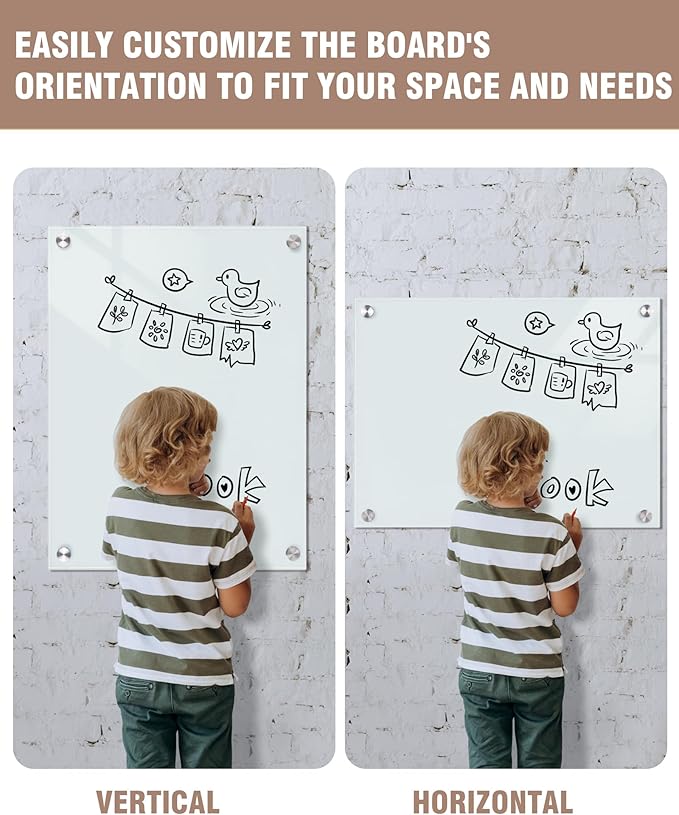 Mifuro Magnetic Glass Whiteboard，24"x18" Wall Mounted Frameless Dry Erase Board - Image 8