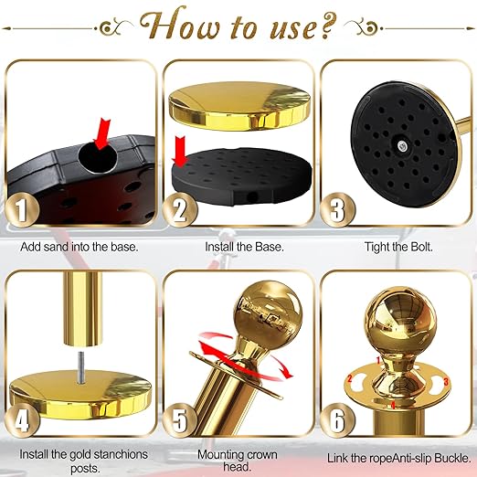 6PCS Gold Stanchions Posts - Image 6