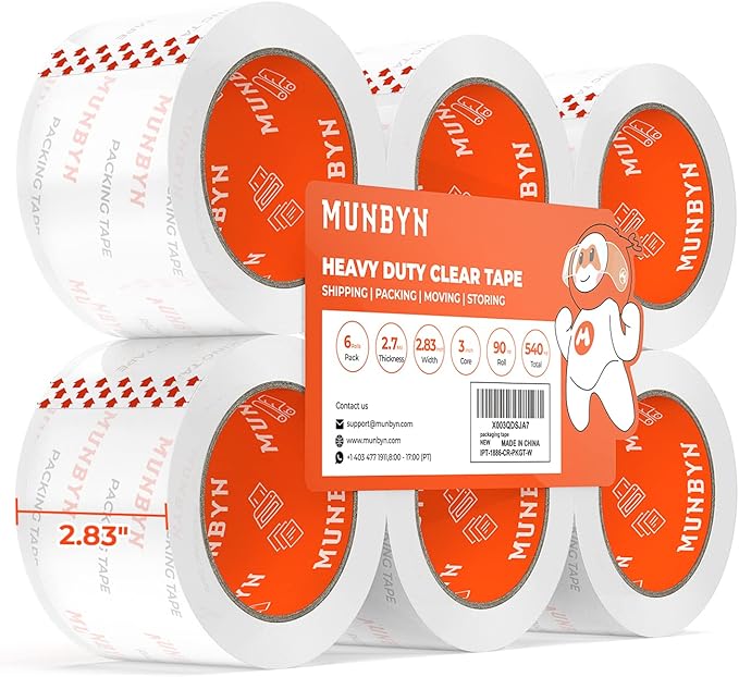 MUNBYN Tape, Heavy Duty Shipping Packing Clear Tape Refill by MUNBYN
