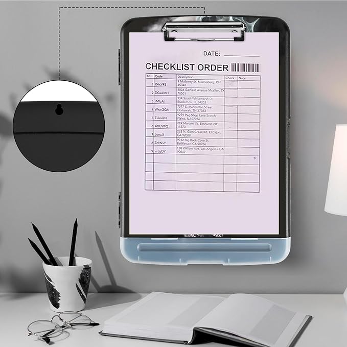 Clipboard with Storage, Heavy Duty Plastic Storage Clipboard with Low Profile - Image 4
