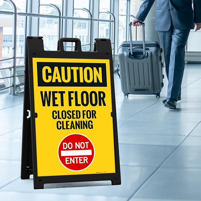 Caution Wet Floor Closed for Cleaning Do Not Enter Sidewalk Sign Kit, 24x36 - Image 2